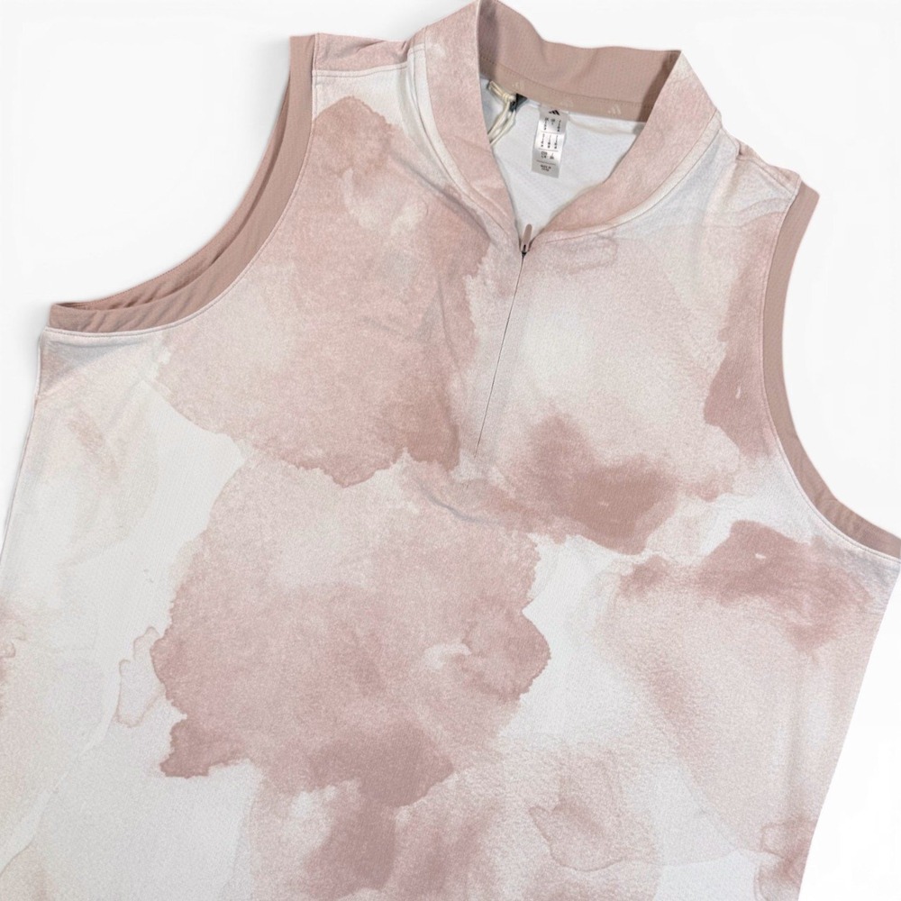 ADIDAS Ultimate365 Sleeveless Golf Top Womens L Pink Watercolor Athletic Top